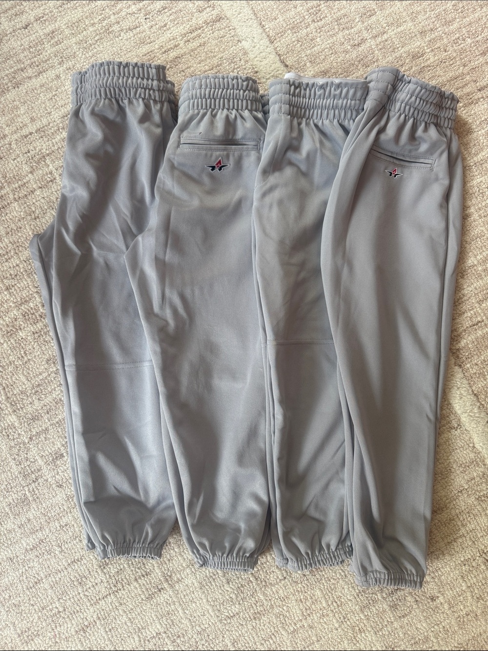 Alleson Athletic Grey Kids Elastic Waist Baseball Softball Pants - 4 pack